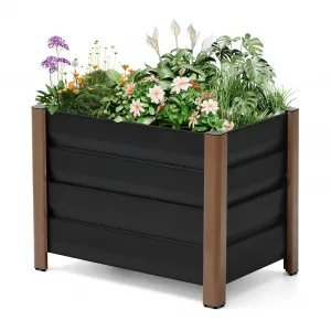 Aluminum Planter Box 2' X 1.3' X 1.5' - Rust-Resistant Lightweight - Deep Root Growth & Drainage - Gray Finish Rounded Corners - Patio Balcony Garden