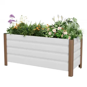 Extra Long Aluminum Raised Garden Bed 3.3' X 1.3' X 1.5' Rust-Proof Lightweight Deep Design with Drainage Family-Safe Rounded Corners Patio Balcony Planter