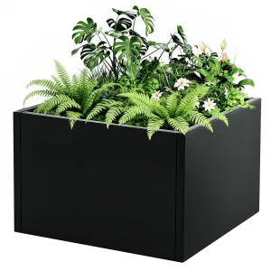 Weather-Resistant Black Metal Raised Garden Bed Planter – Bottomless Square Frame, Durable Iron Construction, Easy Snap-On Assembly, For Yard, Patio, Balcony – 46x46x30cm, No Base