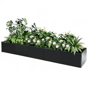 70" X 20" X 12" Heavy Duty Black Steel Raised Garden Bed Planter Box – Weather Resistant, Tool-Complimentary Assembly, Rectangular with Base, Ideal for Patio, Balcony, Commercial Use, With Bottom
