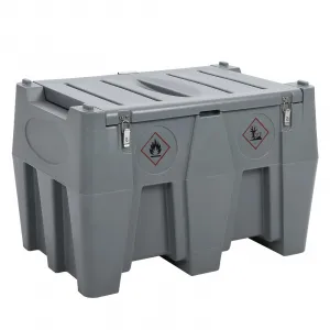 128 Gallon Portable Fuel Tank with Pump - 10GPM High-Flow 12V DC Self-Priming Fuel Transfer Pump, 13.1ft Hose, and Auto Fueling Nozzle for Gasoline & Diesel, Grey