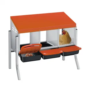 Chicken Nesting Boxes, 3 Hole with Legs Metal Wall Mount Roll Away Nest with Removable Trays and Roll Out Egg Collection for Chicken Coop