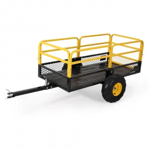 ATV Trailer Heavy Duty Steel 1600 Lb Capacity 22 Cu.Ft Bed Removable Sides 16" Pneumatic Tires Universal Hitch Garden & Yard Use