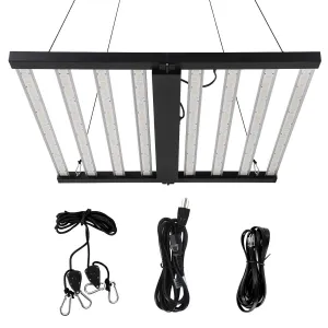 600w 8-Bar LED Grow Light with Dimmable Full Spectrum - Foldable Design for 4x4Ft Coverage - 120v Commercial Plant Growing Lamp for Indoor Gardens & Vertical Farming