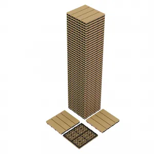 48-Pack 12"x12" Composite Deck Tiles Waterproof Interlocking Durable Polymer Wood-Grain Patio Balcony Porch Poolside Flooring