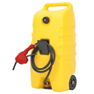 14 Gallon Portable Fuel Caddy, Marine Gas Tank with Fuel Gauge, I-Shaped Handle, and 10FT Hose, Perfect for Boats, Outboard Engines, Yachts, Fishing, Mowers, ATVs, Farm, and Home Use, Yellow