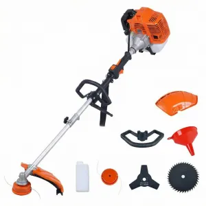 43cc Gas String Trimmer, 3-in-1 Weed Wacker & Brush Cutter, 17" Cutting Path, Anti-Vibration, Aluminum Shaft, Shoulder Strap