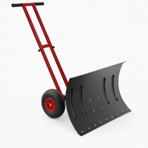 29"W X 20"H Snow Pusher Shovel with Wheels,Heavy Duty Steel Snow Shovel with Wheels,Angled Blade Efficient Snow Removal With5-Position Angled Blade & Adjustable Handle for Doorway, Sidewalk