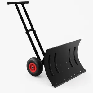 29"W X 20"H Snow Pusher Shovel with Wheels,Heavy Duty Steel Snow Shovel with Wheels,Angled Blade Efficient Snow Removal With5-Position Angled Blade & Adjustable Handle for Doorway, Sidewalk