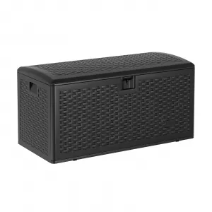 120 Gallon Waterproof Large Resin Deck Box Indoor Outdoor, Lockable Storage Container for Patio Furniture Tools, Waterproof Deck Box with Hydraulic Rod Patio Storage Bin for Pool Garden, Black