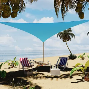 UV Block Outdoor Triangle Sun Shade Sail Canopy – Waterproof Heavy Duty Patio & Garden Sun Protection – Easy Installation, Durable Material – 16x16x16FT, Blue