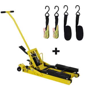Hydraulic Motorcycle Jack Lift 1500 LBS Capacity Portable Yellow Motorcycle Dolly with Straps for Bike ATV Dirt Bikes