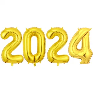 16"/32" 2024 Balloons Foil Number Balloons For 2024 New Year Eve Party Supplies Graduation Decorations For Home Office 16 inch golden
