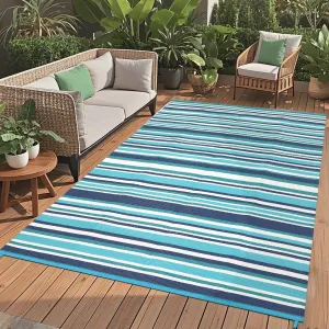 Waterproof Reversible Outdoor Rug 9x18ft – Modern Striped Plastic Straw Mat with Rubber Backing – UV Resistant, Durable, Easy to Clean – Patio, Camping, Deck, Balcony
