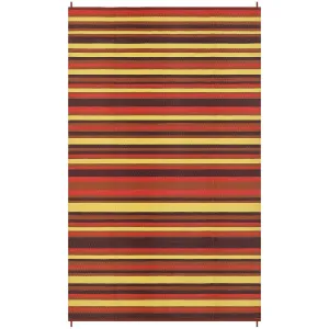Waterproof Reversible Outdoor Rug 9x12ft – Modern Geometric Striped Plastic Patio Carpet – Washable & Portable, Ideal for Deck, Balcony, Camping, Picnic – Four Colors: Magenta/Red/Orange/Yellow