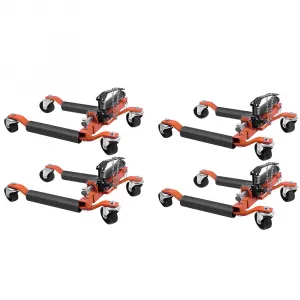 Car Wheel Dolly Set of 4, Hydraulic Tire Jack, 1500 LBS Capacity, Durable, for Trucks, RVs, Trailers, Orange