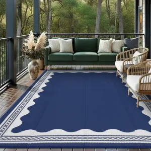 Outdoor Rug 10x14 Waterproof Reversible Plastic Straw Quick-Dry Stain-Resistant Lightweight for Patio Camping Picnic