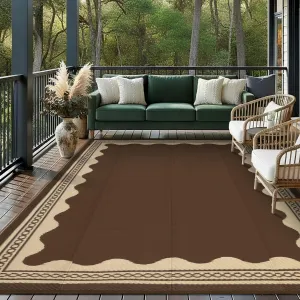 Outdoor Rug 10x14 Waterproof Reversible Plastic Straw Quick-Dry Stain-Resistant Lightweight Foldable for Patio Camping Picnic