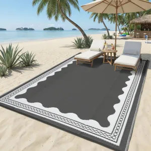 Outdoor Rug 8x10 Waterproof Reversible Plastic Straw Quick-Dry Stain-Resistant Lightweight Foldable for Patio, Camping, Balcony