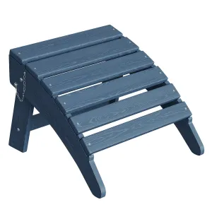 Folding Adirondack Ottoman - HDPE All-Weather Outdoor Footrest for Patio, Deck, Lawn, Poolside - Weather-Resistant, Durable - Compatible with Adirondack Chair - Navy Blue, 1 Piece