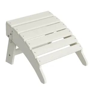 Folding Adirondack Ottoman - HDPE All-Weather Outdoor Footrest for Patio, Deck, Lawn, Poolside - Durable, Weather-Resistant - Compatible with Adirondack Chair - White, 1 Piece