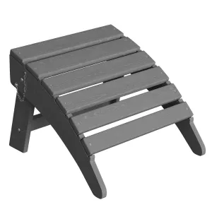 Folding Adirondack Ottoman - HDPE All-Weather Outdoor Footrest for Patio, Deck, Backyard, Poolside - Weather-Resistant, Easy to Store - Compatible with Adirondack Chair - Grey, 1 Piece