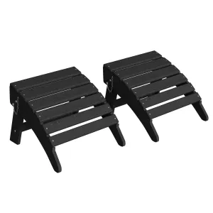 Folding Adirondack Ottoman Set of 2 - HDPE All-Weather Outdoor Footrests for Patio, Deck, Backyard, Poolside - Durable, Weather-Resistant - Compatible with Adirondack Chair - Black, 2-Pack