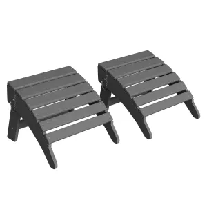 Folding Adirondack Ottoman Set of 2 - HDPE All-Weather Outdoor Footrests for Patio, Deck, Lawn, Poolside - Weather-Resistant, Durable - Compatible with Adirondack Chair - Grey, 2-Pack