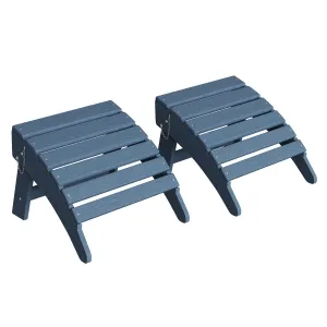 Folding Adirondack Ottoman Set of 2 - HDPE All-Weather Outdoor Footrests for Patio, Deck, Lawn, Poolside - Weather-Resistant, Durable - Compatible with Adirondack Chair - Navy Blue, 2-Pack