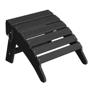 Folding Adirondack Ottoman - HDPE All-Weather Outdoor Footrest for Patio, Deck, Backyard, Poolside - Weather-Resistant, Durable - Compatible with Adirondack Chair - Black, 1 Piece