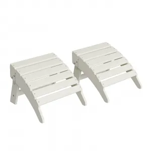 Folding Adirondack Ottoman Set of 2 - HDPE All-Weather Outdoor Footrests for Patio, Deck, Lawn, Poolside - Weather-Resistant, Durable - Compatible with Adirondack Chair - White, 2-Pack