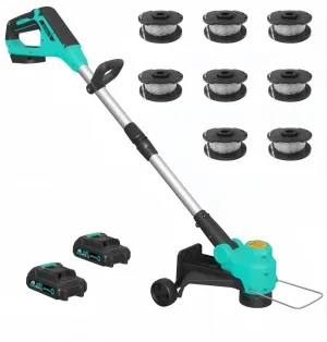 20V Cordless String Trimmer, 12-Inch Grass Edger with 2.0Ah Battery & Charger, 8 Replacement Spools, Lightweight Electric Weed Wacker for Lawn, Patio & Garden, Black & Blue