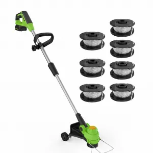 20V Cordless String Trimmer, 12-Inch Lightweight Grass Trimmer with 2.0Ah Battery & Charger, 8 Replacement Spools, Portable Electric Weed Wacker for Lawn, Patio & Garden, Black & Green