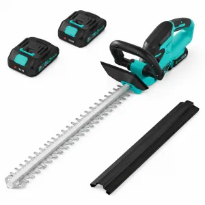 20V Cordless Hedge Trimmer & Grass Shear, 22" Electric Hedge Cutter with 2×2.0Ah Batteries & Charger, 180° Rotating Head, Lightweight Garden Trimmer for Lawn, Shrubs & Bushes