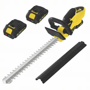 22" Cordless Hedge Trimmer, 20V Electric Bush Trimmer with Brushless Motor, 2×2.0Ah Batteries & Charger, Dual Safety Switch Lightweight Hedge Cutter for Garden & Shrubs