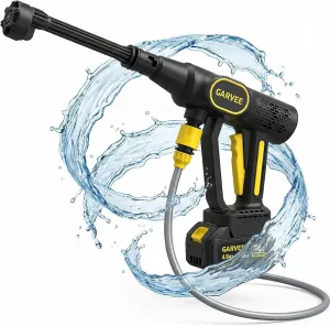 Wireless Portable Pressure Washer 20V – 320 PSI Brushless Motor, 6-in-1 Adjustable Nozzle, Foam Cannon, 4.0Ah Battery, 26ft Hose, Compact Power Cleaner for Car, Patio, Home – Black + Yellow 108u