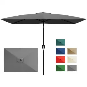 10' x 6.5' Rectangular Patio Umbrella – Sturdy 6-Rib Outdoor Market Parasol with Crank & Tilt, UV Sun Protection for Garden, Deck, Lawn, Pool – Gray