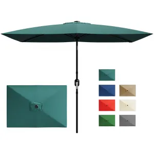 10' x 6.5' Rectangular Patio Umbrella – Durable 6-Rib Outdoor Market Parasol with Crank & Push Button Tilt, UV Sun Protection, Ideal for Garden, Deck, Lawn, Pool – Turquoise Blue