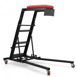 Adjustable Automotive Creeper, 42.5"-64.8" Foldable Mechanic Creeper with 4 Swivel Caster Wheels, 400lbs Capacity, Padded Deck for Repairing Engines in Home Garage or Workshop, Black