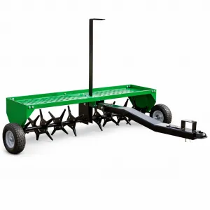 48 Inch Tow Behind Plug Aerator, 32 Steel Tines, Heavy-Duty Lawn Aerator with Weight Tray, Universal Hitch & Pneumatic Tires for Lawn & Farm