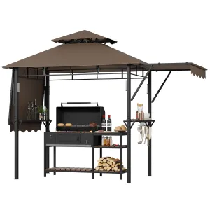 Durable Canopy Shelter for Outdoor Patio – Grill Gazebo for Patio BBQ, Sturdy Backyard Sun Protection, Simple Setup, Coffee