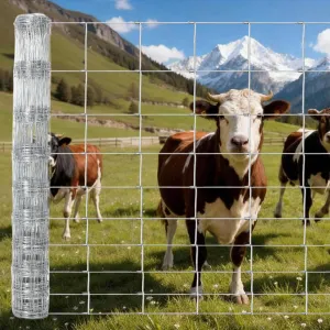 5FT x 164FT Heavy Duty Farm Fence, Galvanized Wire Livestock Fencing for Goats, Cattle & Deer, High-Zinc Field Fence Roll for Yard, Pasture & Ranch Protection