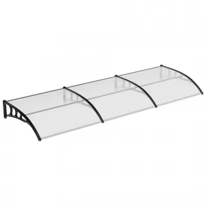 40" X 120" Heavy-Duty Outdoor Door Awning Canopy - Clear Polycarbonate Cover, UV/Rain/Snow/Sun Protection, Plastic Steel Brackets, Transparent Shelter
