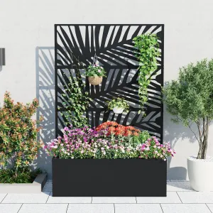 Metal Planter Box with Trellis, 71"x47"x16" Raised Garden Bed for Climbing Plants, Vegetables, Vines, Privacy Planters for Patio with Drainage Holes, 15.7" Deep Planting Bed