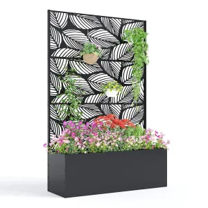 Metal Planter Box with Trellis, 71"x47"x16" Raised Garden Bed for Climbing Plants, Vegetables, Vines, Privacy Planters for Patio with Drainage Holes, 15.7" Deep Planting Bed