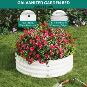 Durable Round Metal Raised Garden Bed Kit – 3PCS 2x1FT Galvanized Planter Boxes, Open Bottom Design, Rust & Corrosion Resistant, Safe Rubber Edge, Easy Assembly – For Vegetables, Fruits, Flowers – 3-piece set, 2*1FT, White