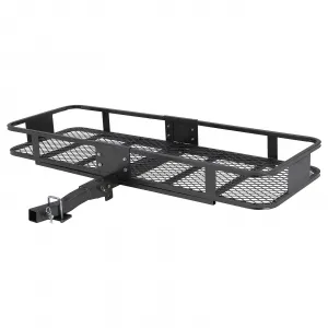 Hitch Basket Cargo Carrier 60x20x5, Heavy Duty 200 lbs, Black Steel, 2" Hitch Shank, Rust-Resistant PU Coating, Easy Install, Outdoor Travel