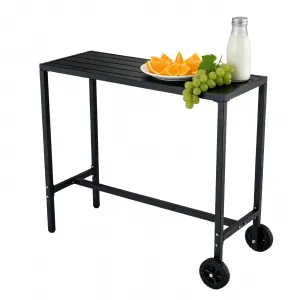 39" Outdoor Bar Table with Wheels & Adjustable Feet, Rolling Counter Height Table for Kitchen, Patio, Balcony, Yard,Indoor Use,Black