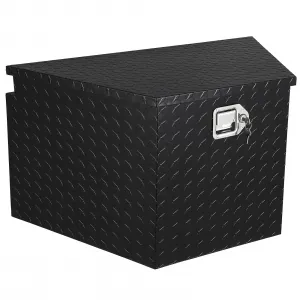 Trailer Tongue Box Aluminum Heavy Duty Waterproof Gas Strut Security Pick Up Truck Bed RV-Black