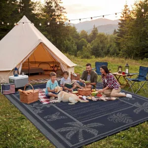 Outdoor Rug 9x12 Waterproof Reversible Polypropylene Durable Quick-Dry Lightweight Patio Deck Balcony Camping